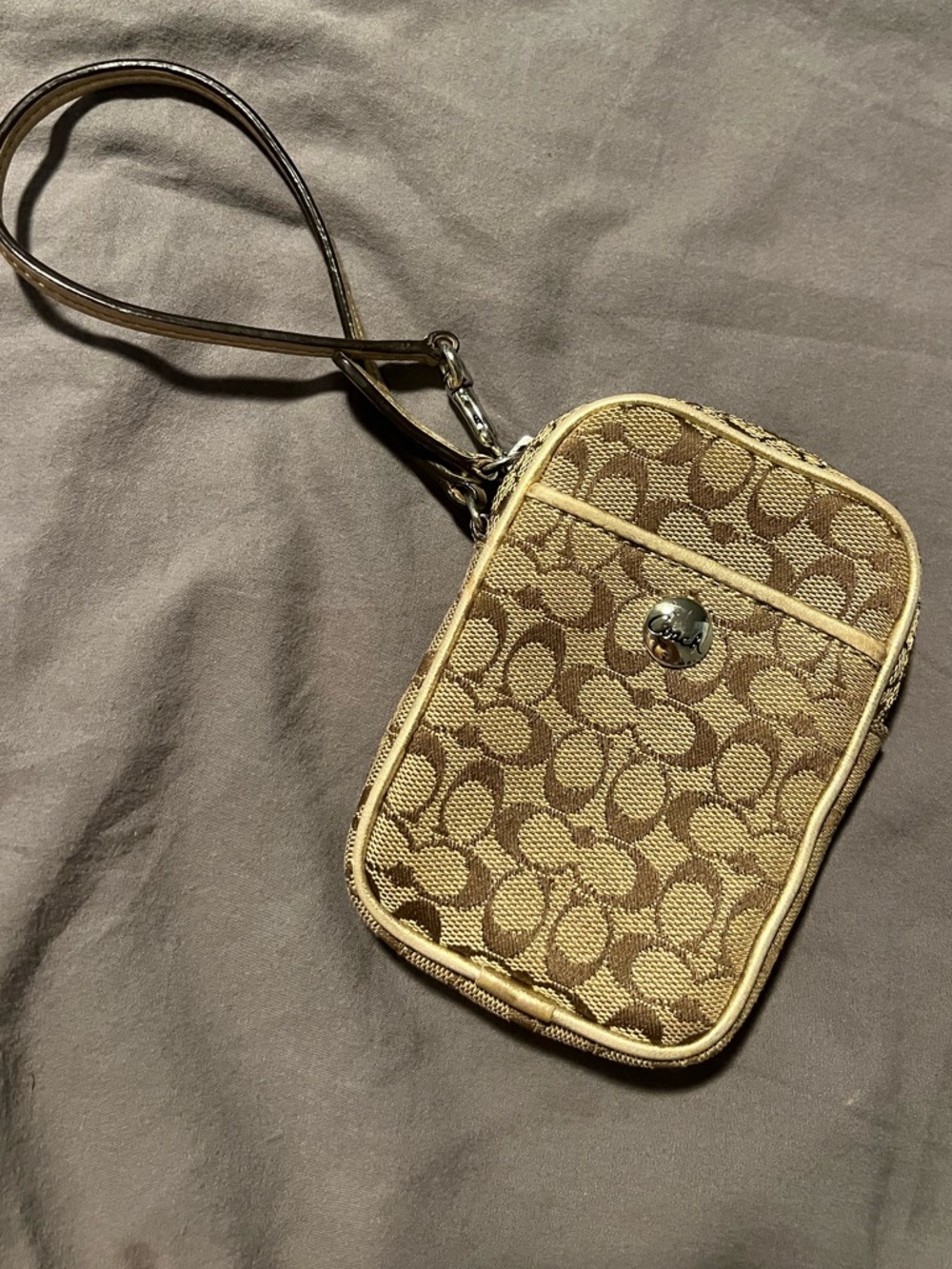 Coach Brown/Tan Signature Wristlet Pouch